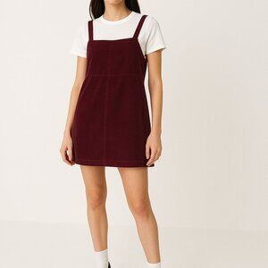 American Eagle Wine Red Corduroy Dress M Y2K Indie Sleek Coverall